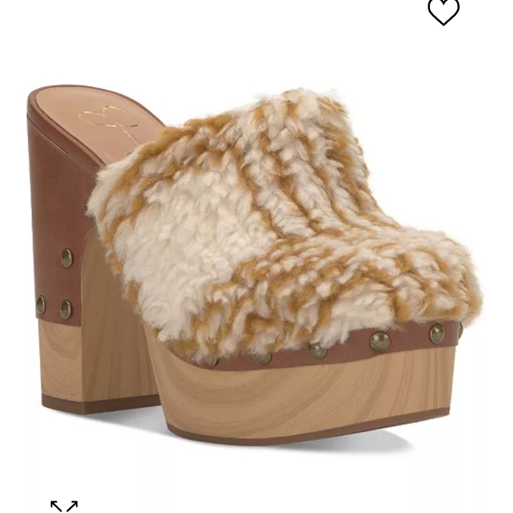 Jessica Simpson Dasally Faux Fur Platform Mules Clogs 🔥